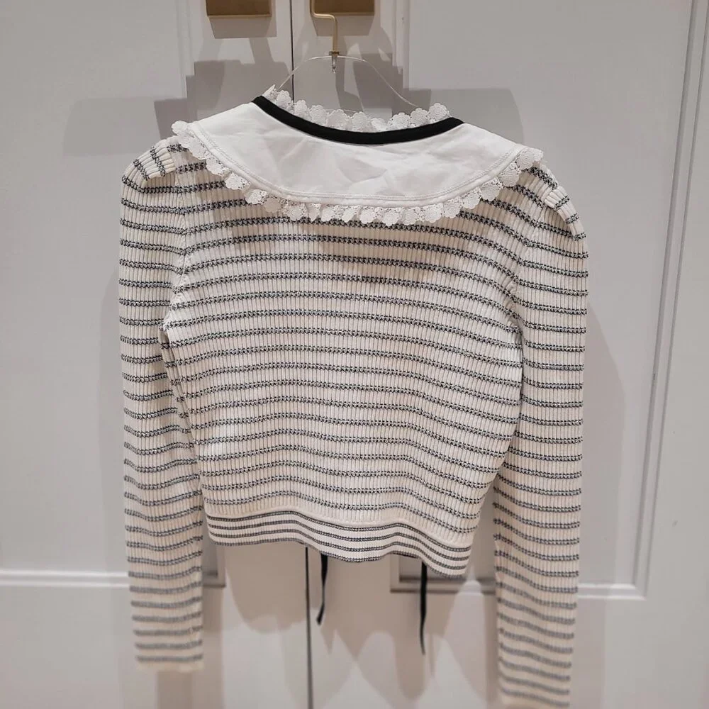 Self- portrait, blue and white striped sweater- size m - Picture 2 of 6